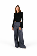 Side-Ruched Flared Sleeve Top