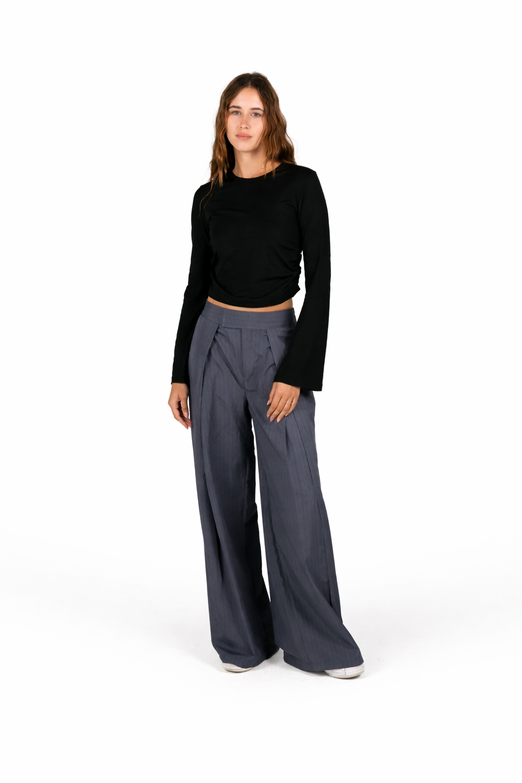 Side-Ruched Flared Sleeve Top