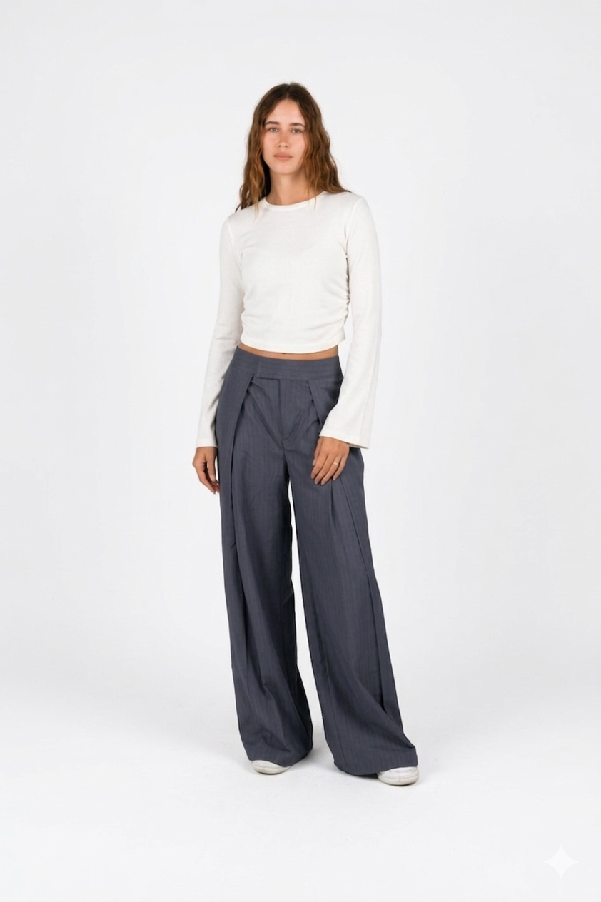 Side-Ruched Flared Sleeve Top