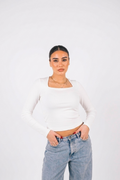 Square Neck Long Sleeve Top