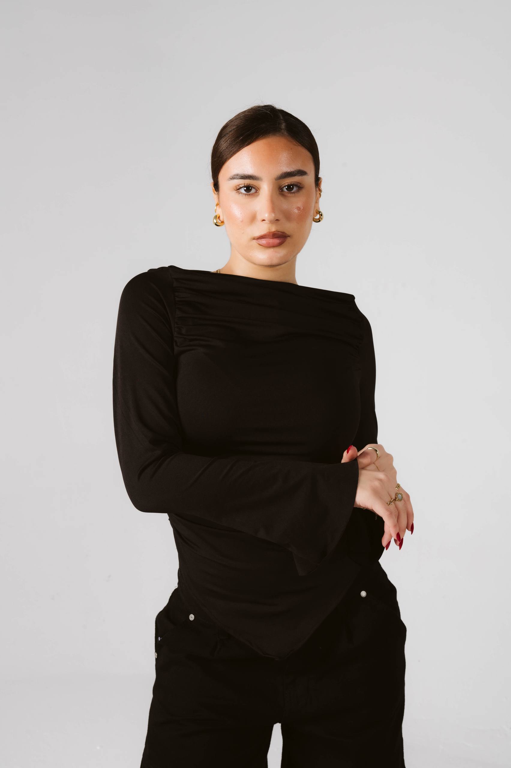 Draped Boat Neck Top