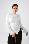 Draped Boat Neck Top