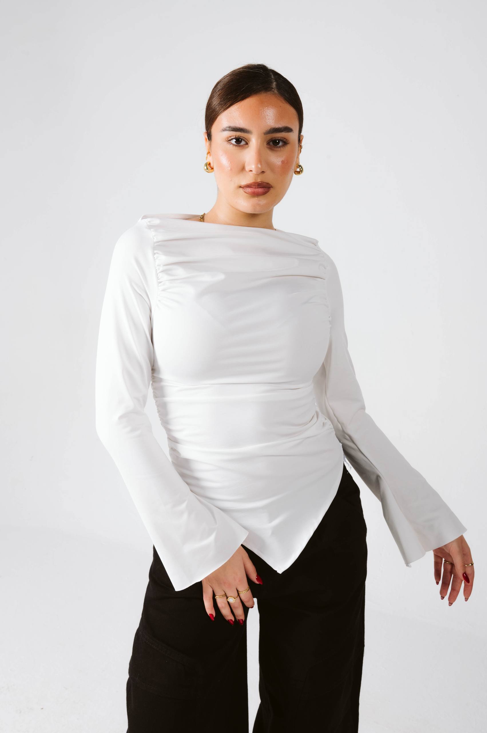 Draped Boat Neck Top