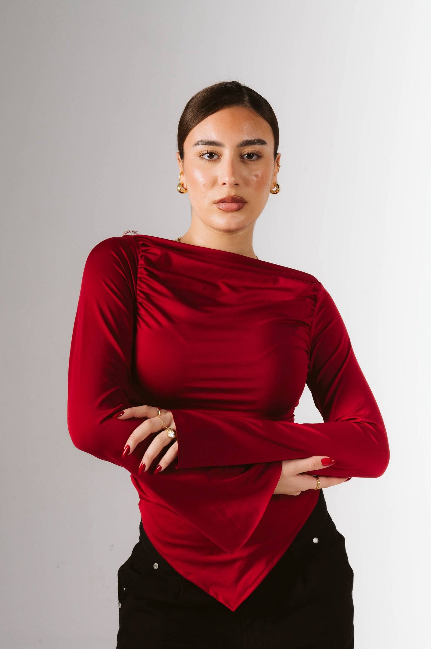 Draped Boat Neck Top